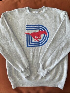 Champion SMU Mustangs Sweatshirt Gray Crewneck Medium Dallas Football